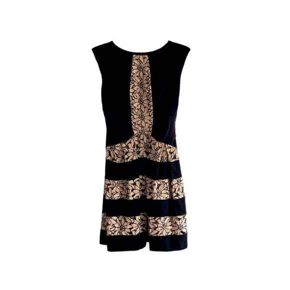 EVA FRANCO | Black/Tan Lace Cutout Cocktail Dress (2) - Picture 1 of 7